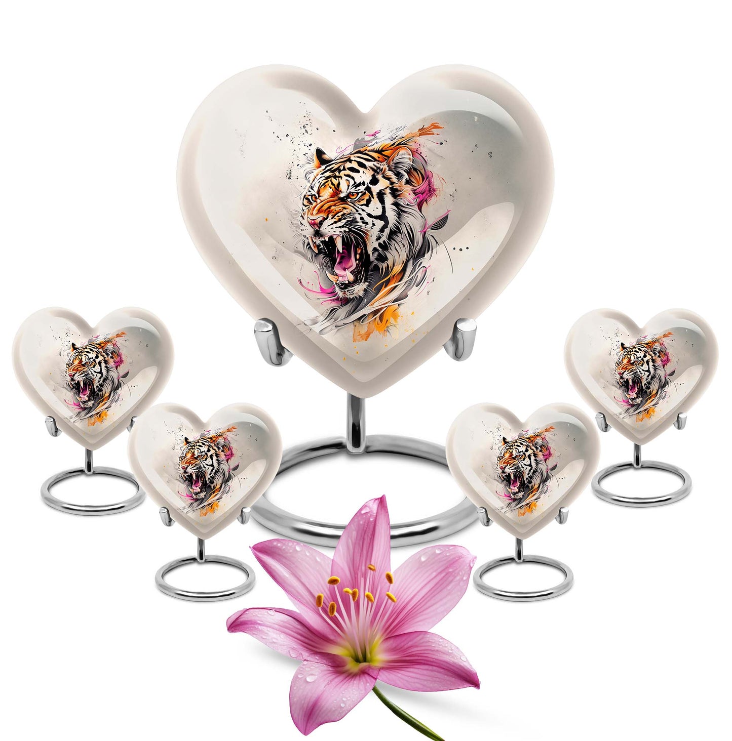 heart-shaped tiger urn