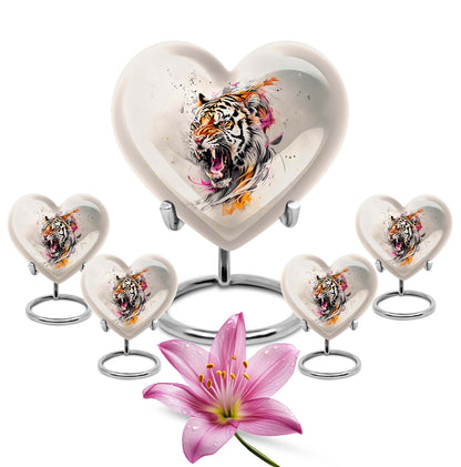 heart-shaped tiger urn
