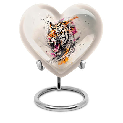 heart-shaped tiger urn