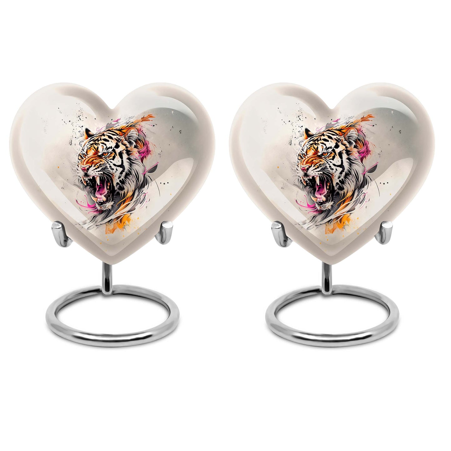 heart-shaped tiger urn