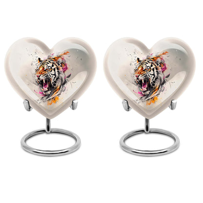 heart-shaped tiger urn