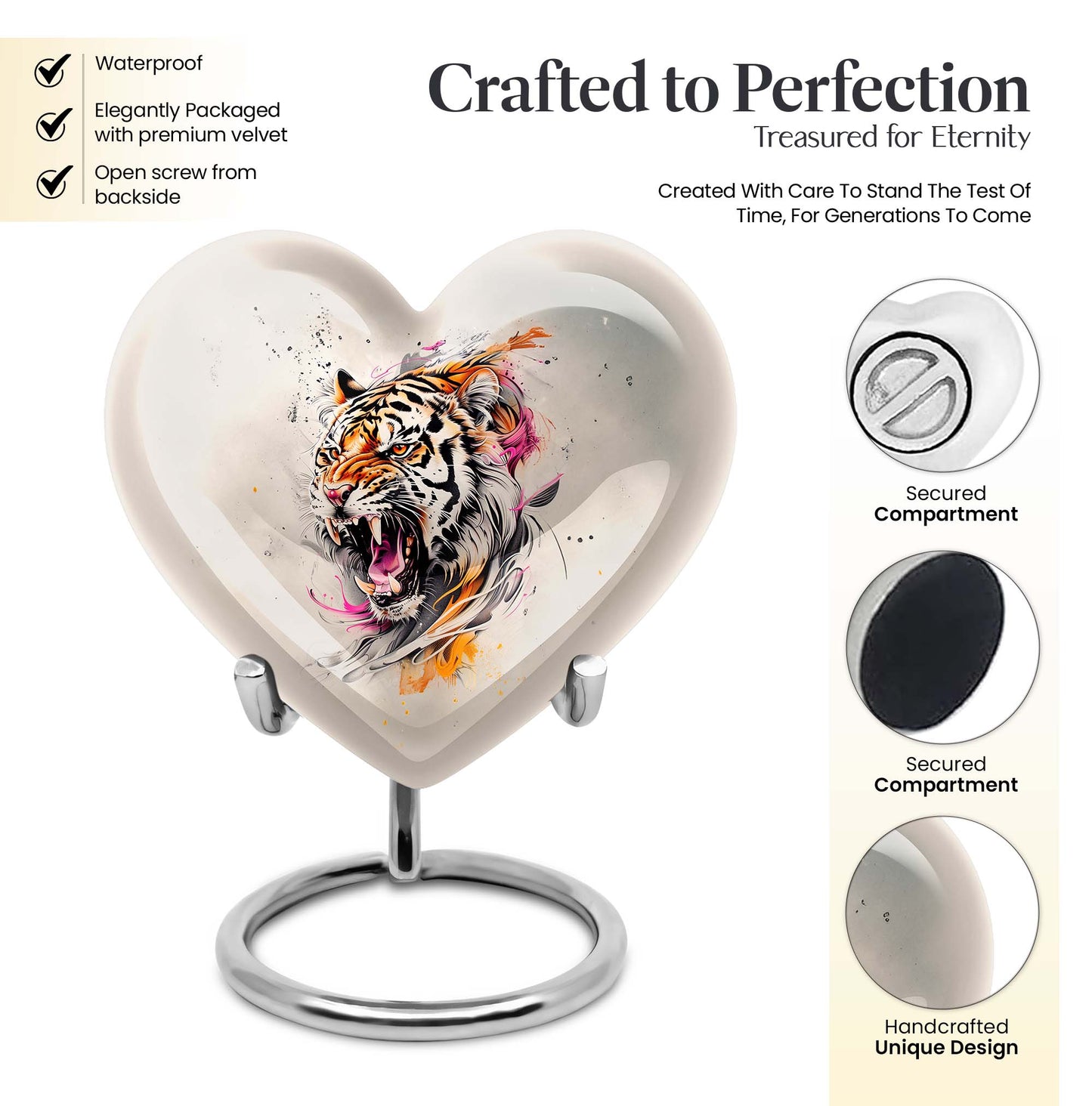 heart-shaped tiger urn