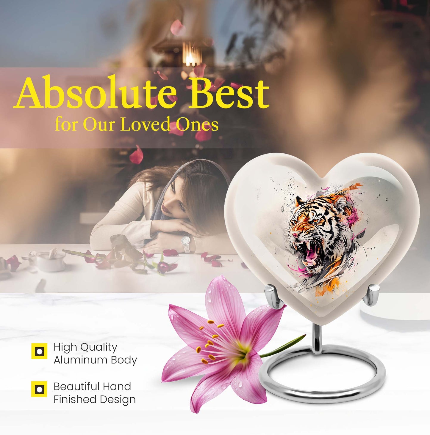 heart-shaped tiger urn