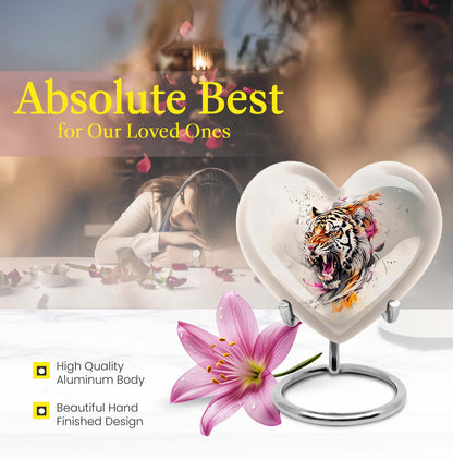 heart-shaped tiger urn