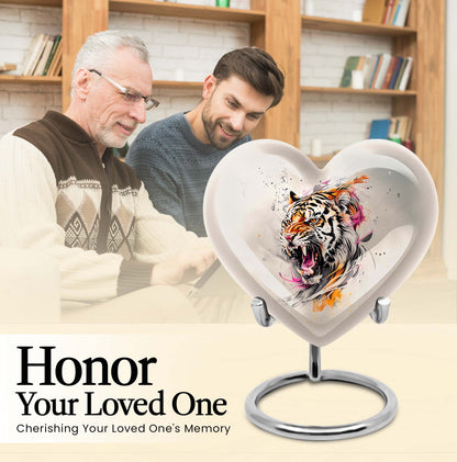 heart-shaped tiger urn