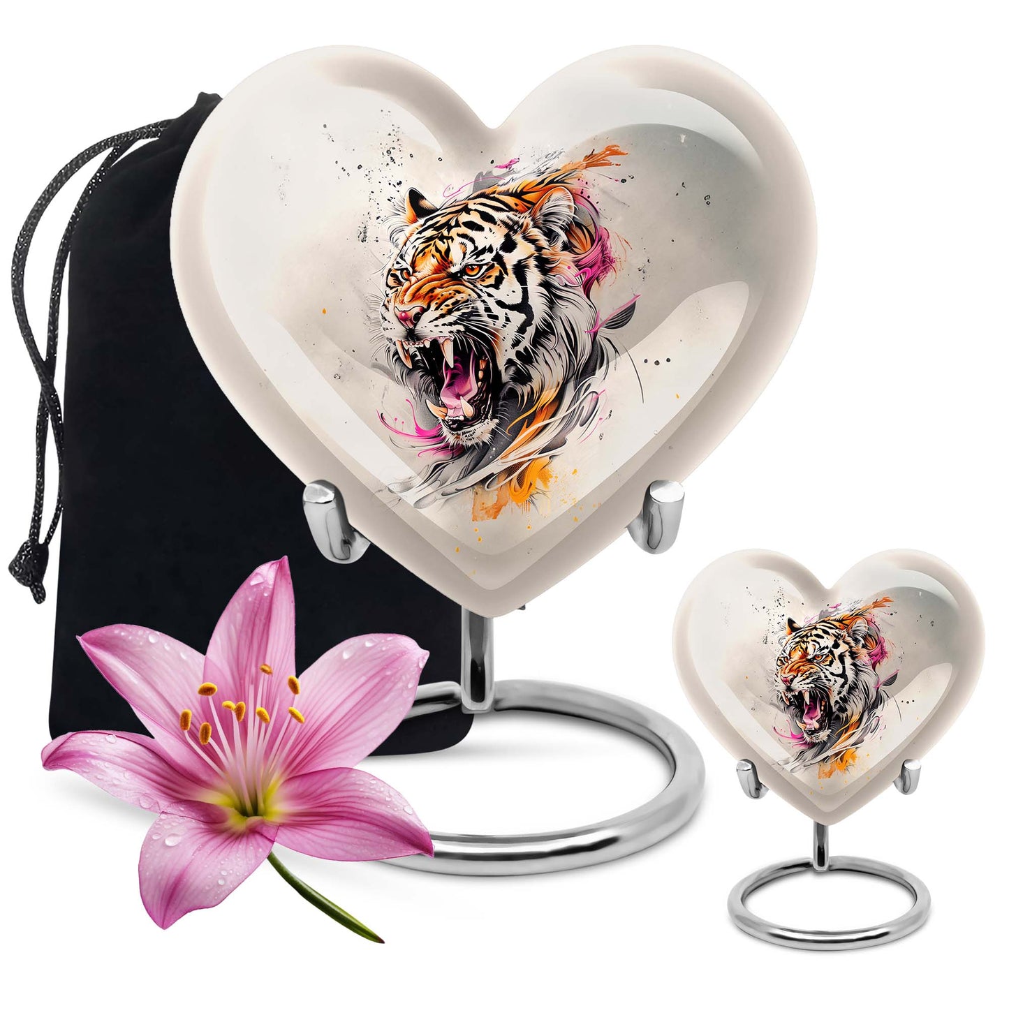 heart-shaped tiger urn