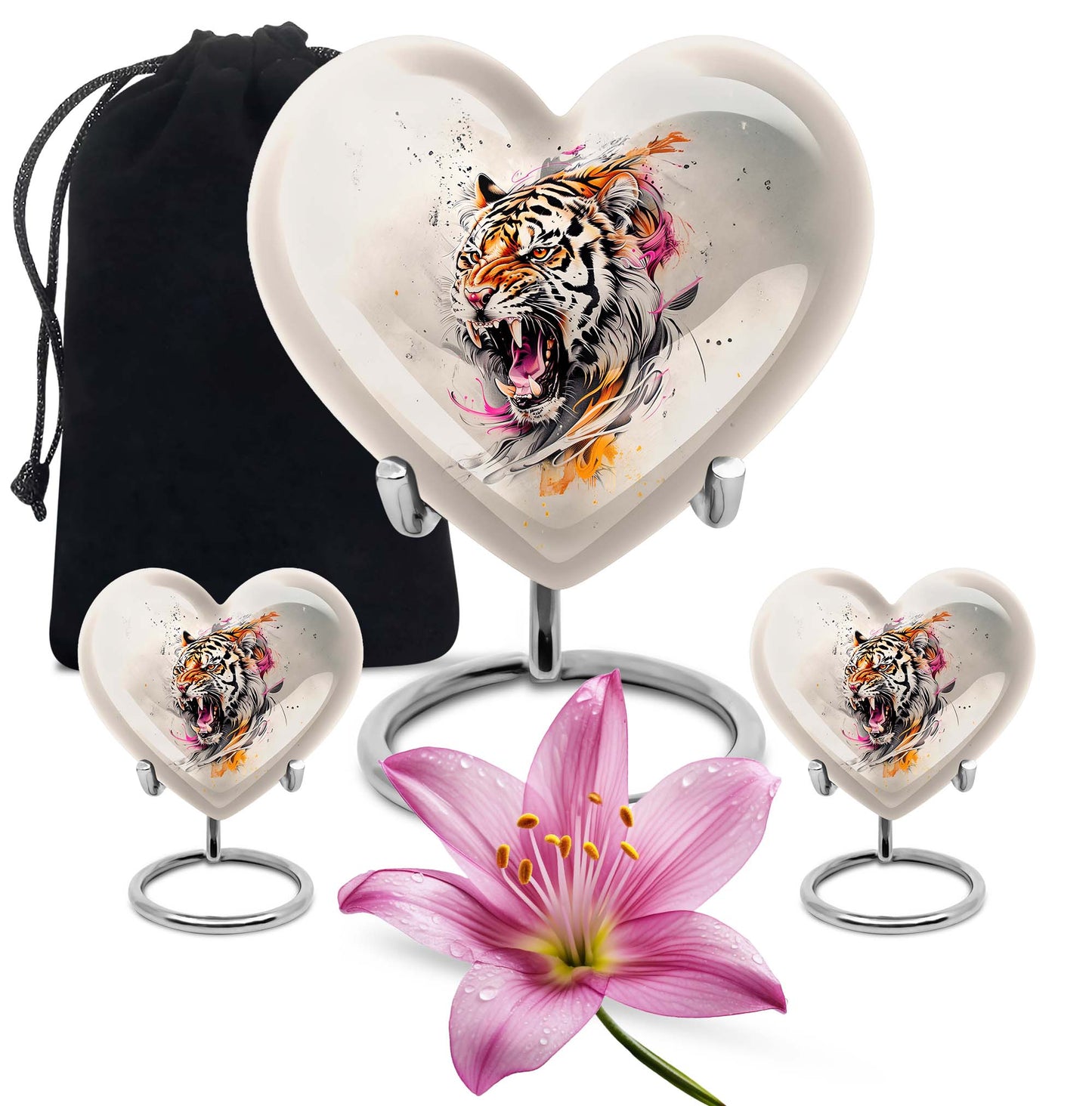 heart-shaped tiger urn