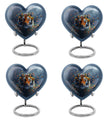 Tiger themed heart-shaped memorial urn for ashes, aluminium, with floral designs and personalizable engraving