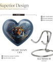 Tiger themed heart-shaped memorial urn for ashes, aluminium, with floral designs and personalizable engraving
