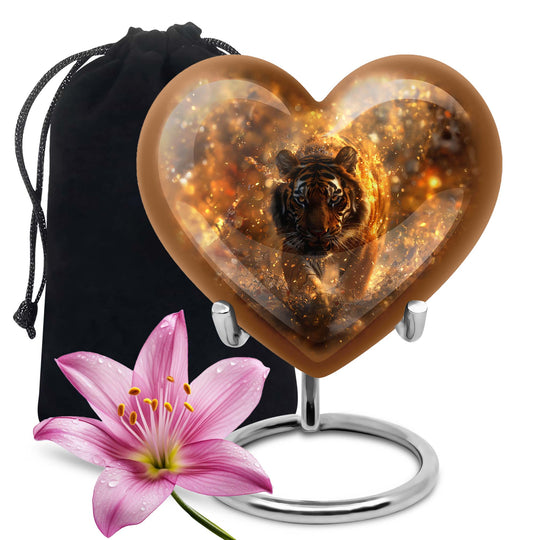 10-inch heart-shaped tiger urn floral design