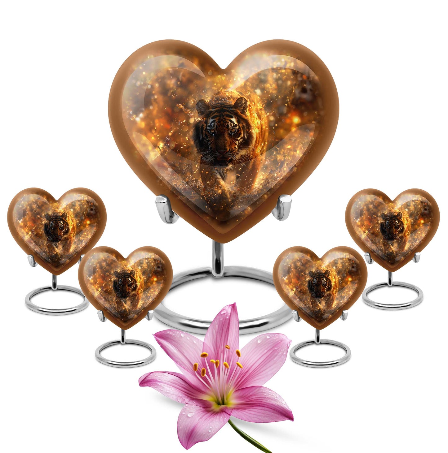 10-inch heart-shaped tiger urn floral design