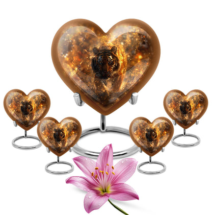 10-inch heart-shaped tiger urn floral design