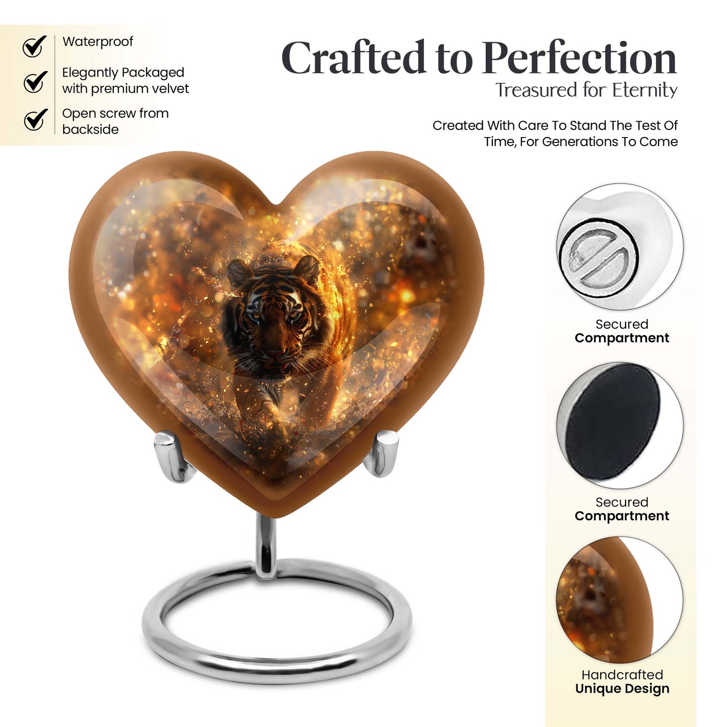 10-inch heart-shaped tiger urn floral design