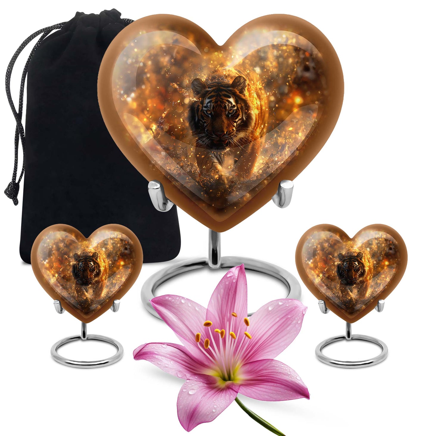 10-inch heart-shaped tiger urn floral design