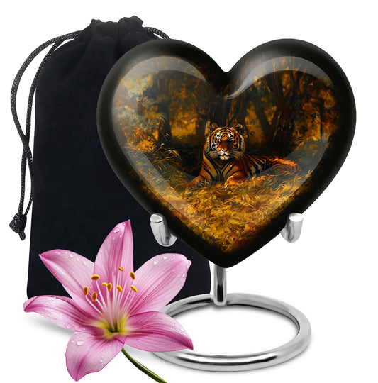 heart-shaped tiger urn for adult ashes