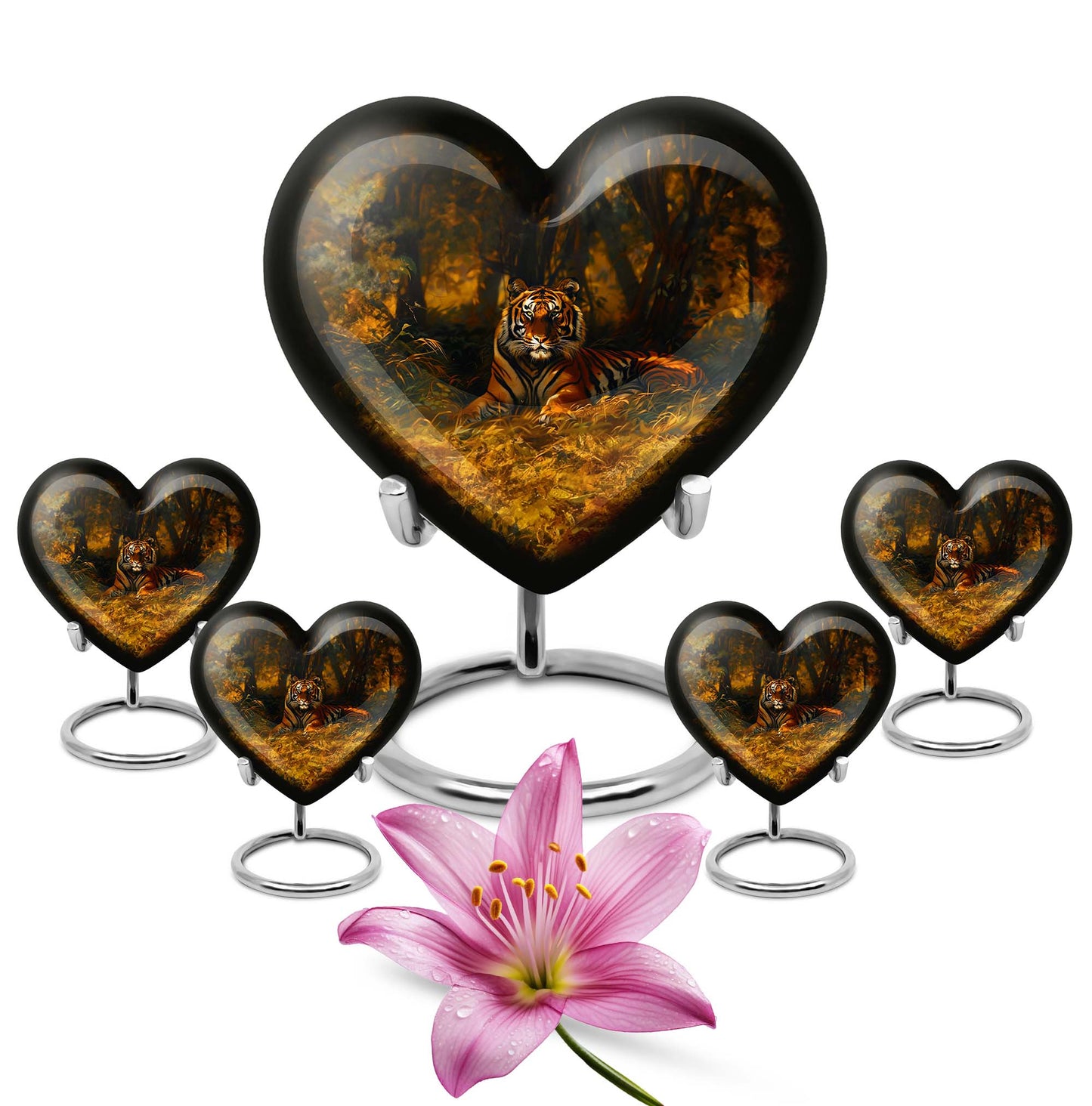 heart-shaped tiger urn for adult ashes