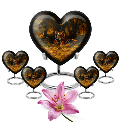 heart-shaped tiger urn for adult ashes
