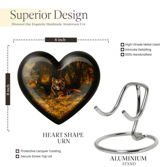 heart-shaped tiger urn for adult ashes