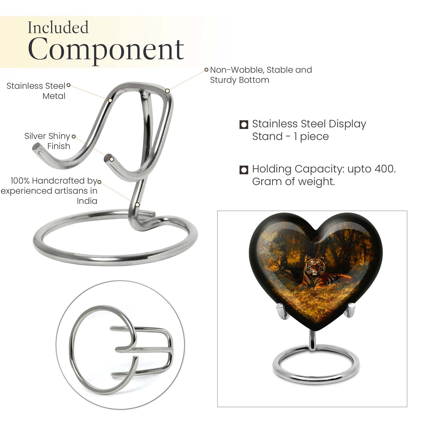 heart-shaped tiger urn for adult ashes