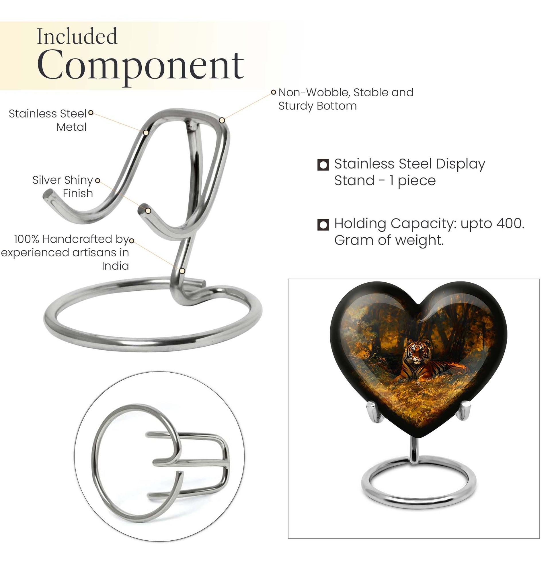 heart-shaped tiger urn for adult ashes