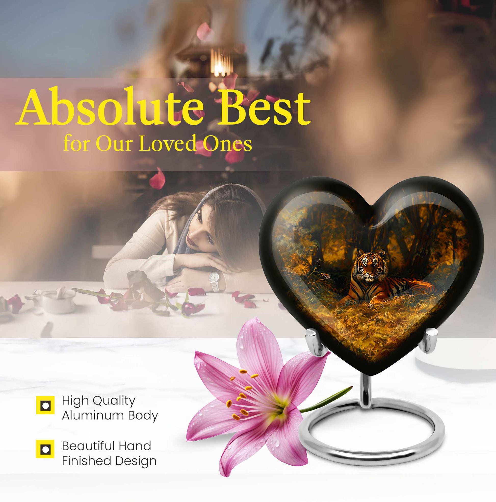 heart-shaped tiger urn for adult ashes