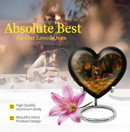 heart-shaped tiger urn for adult ashes