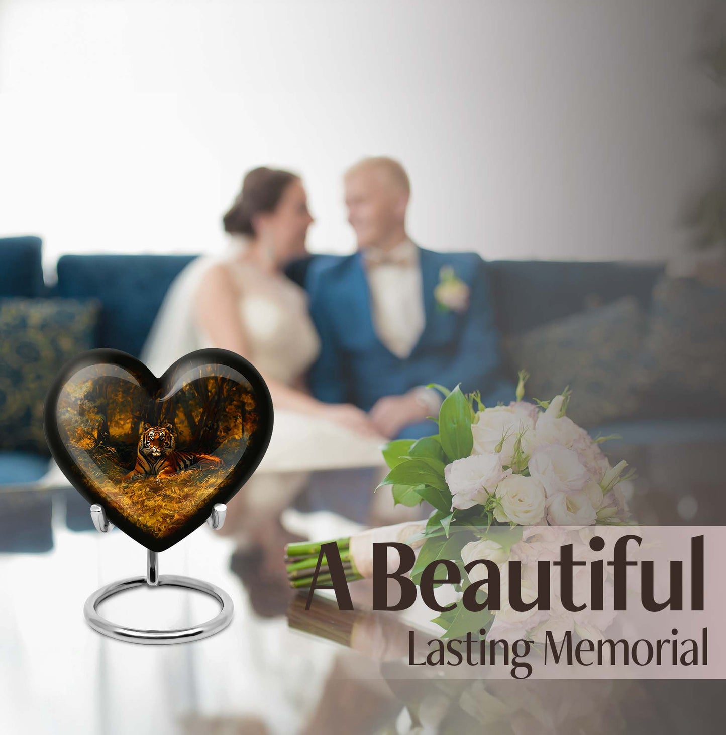 heart-shaped tiger urn for adult ashes