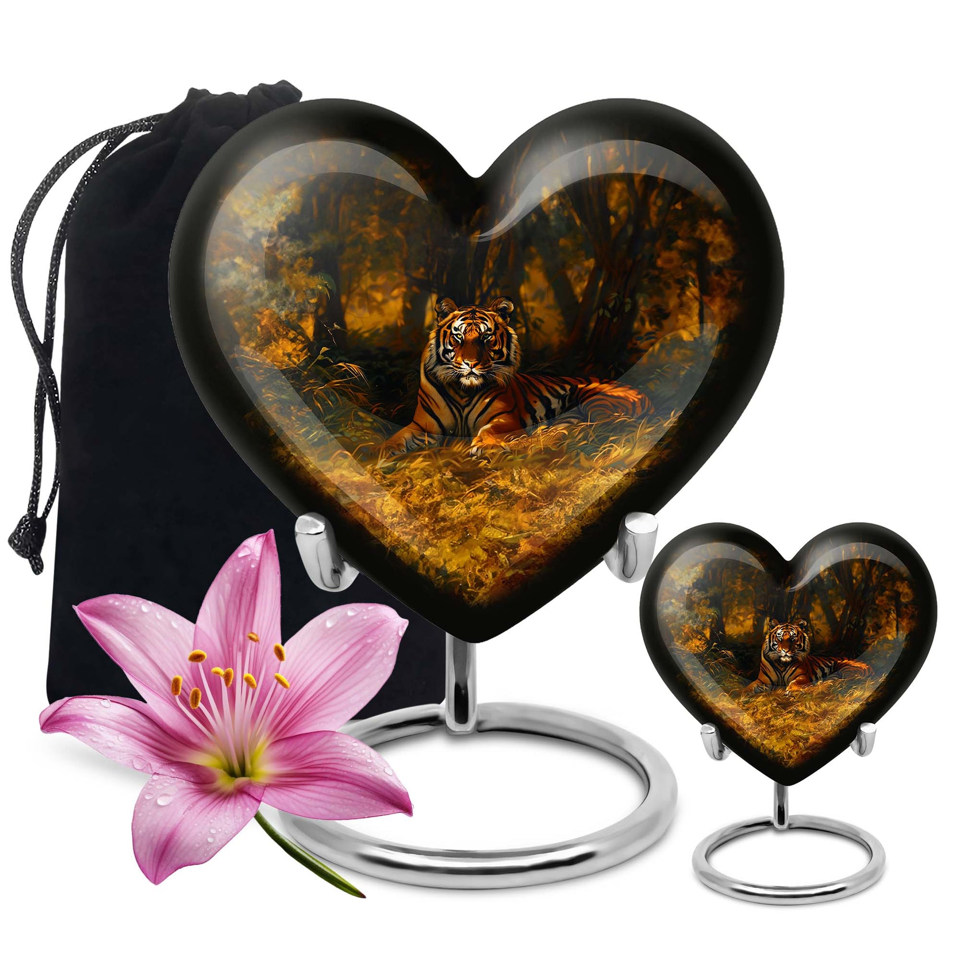 heart-shaped tiger urn for adult ashes
