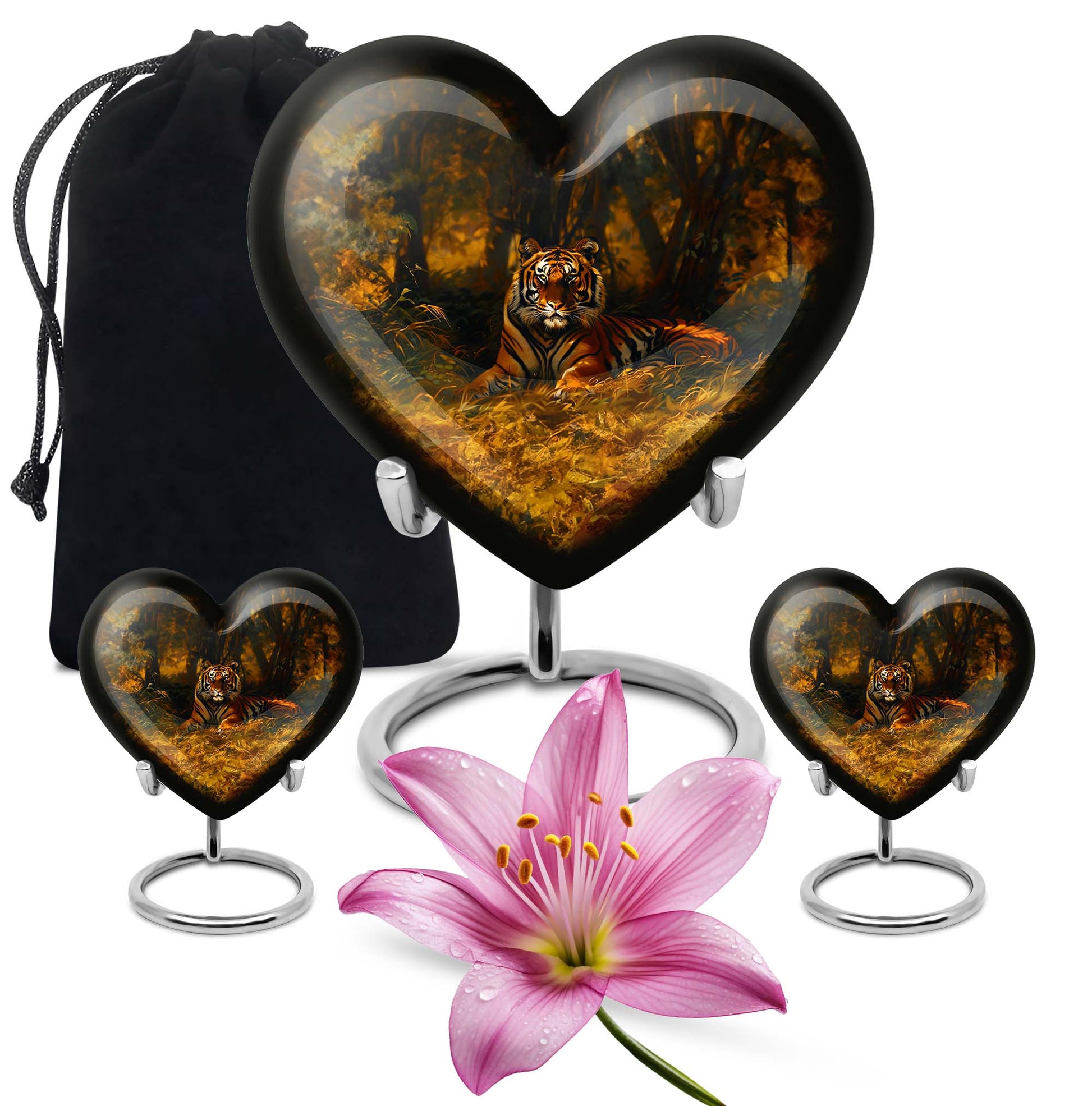 heart-shaped tiger urn for adult ashes