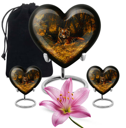 heart-shaped tiger urn for adult ashes