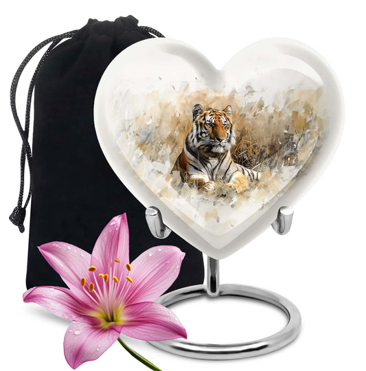 heart-shaped tiger urn