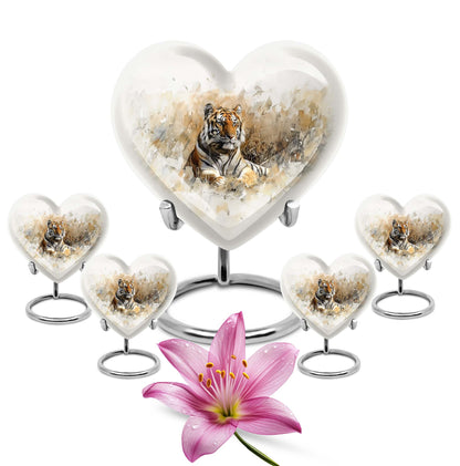 heart-shaped tiger urn