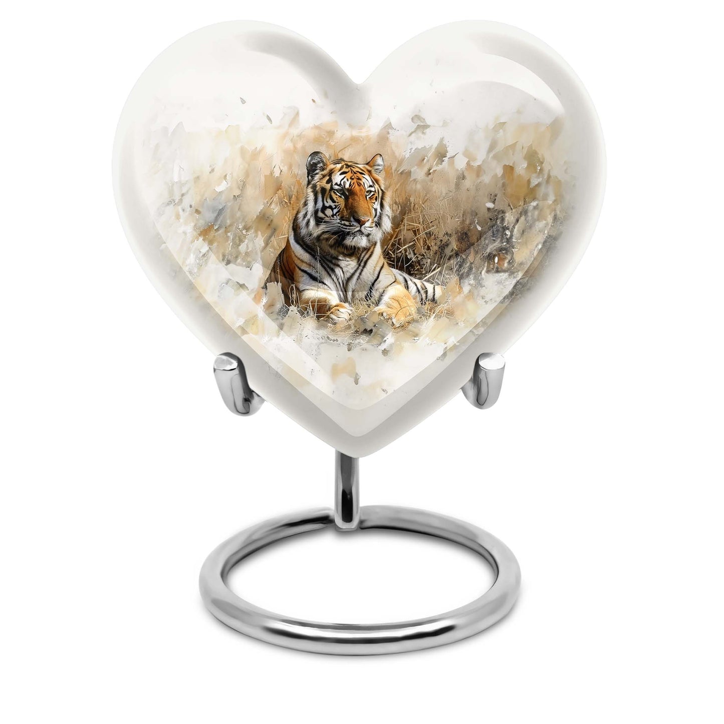 heart-shaped tiger urn