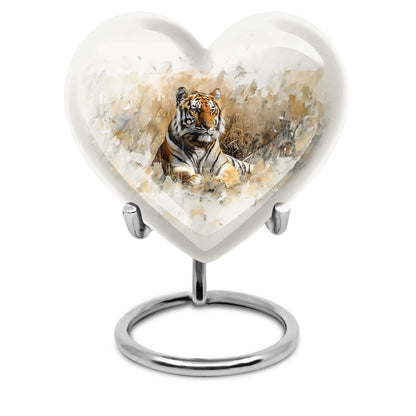 heart-shaped tiger urn