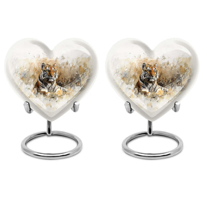 heart-shaped tiger urn
