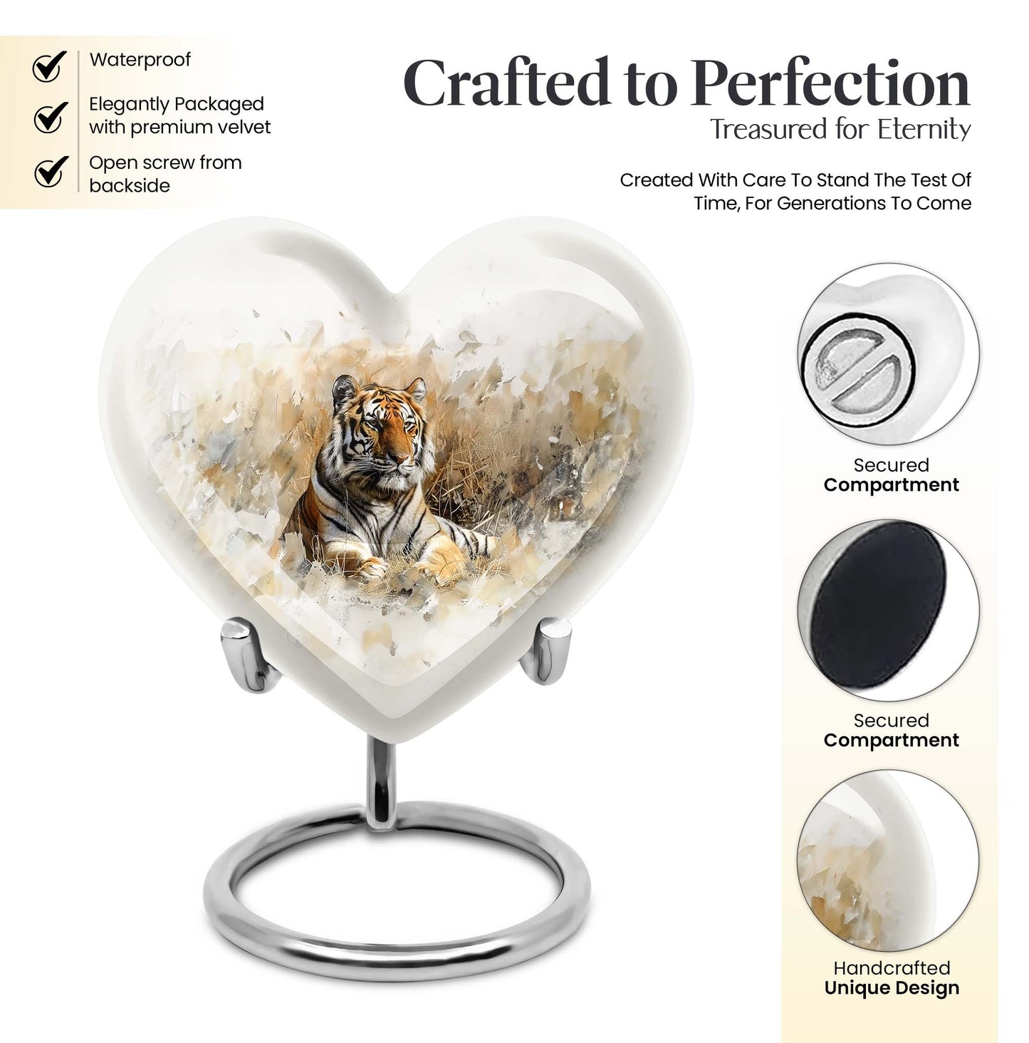 heart-shaped tiger urn