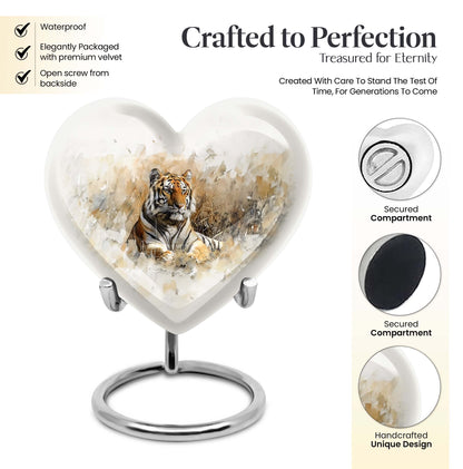 heart-shaped tiger urn