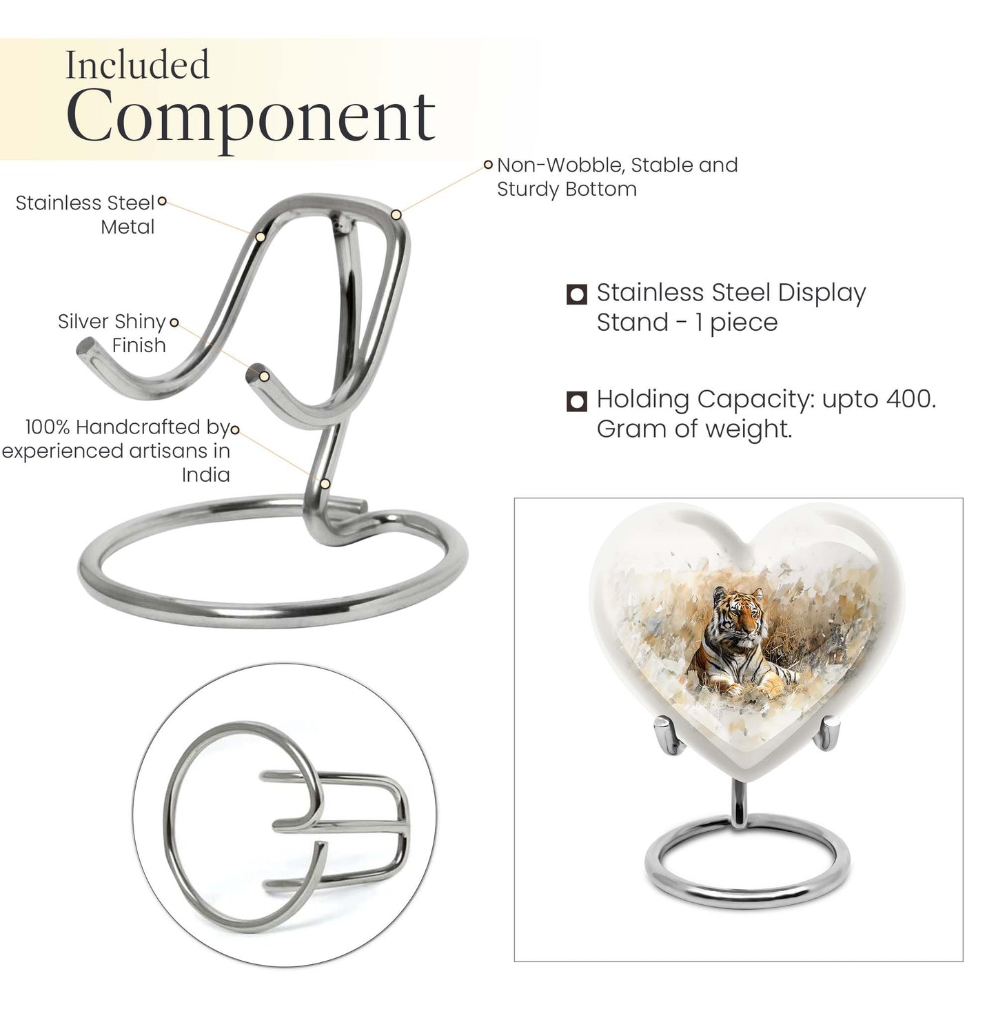 heart-shaped tiger urn