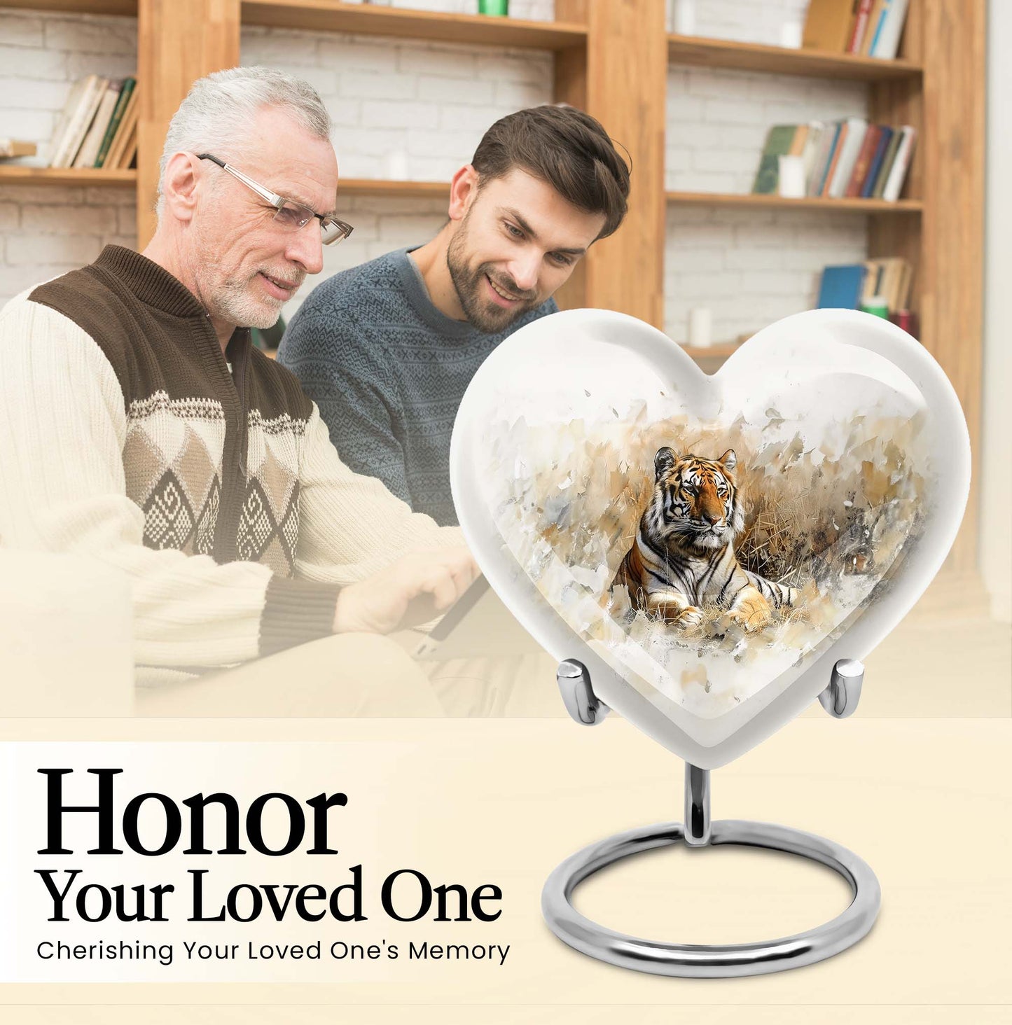 heart-shaped tiger urn