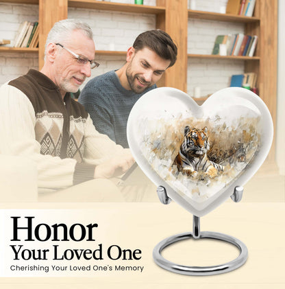 heart-shaped tiger urn