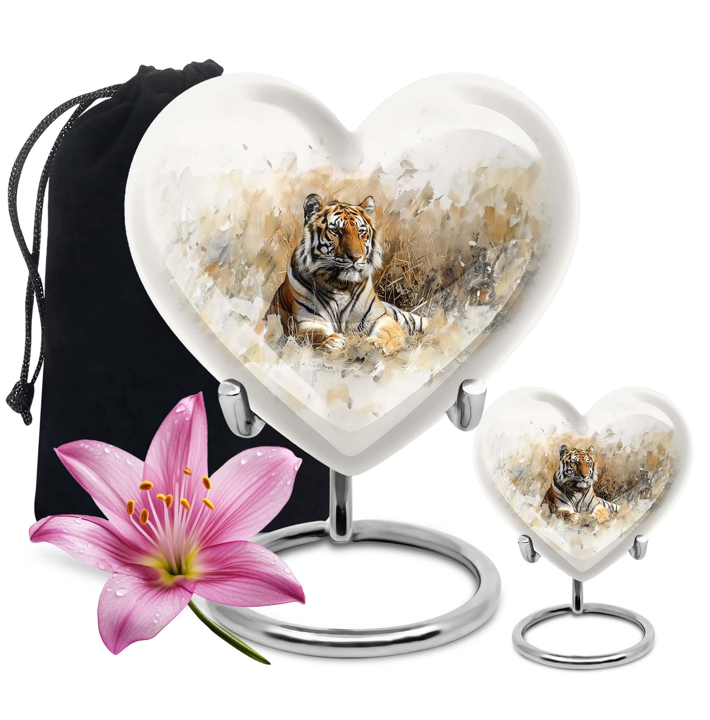 heart-shaped tiger urn