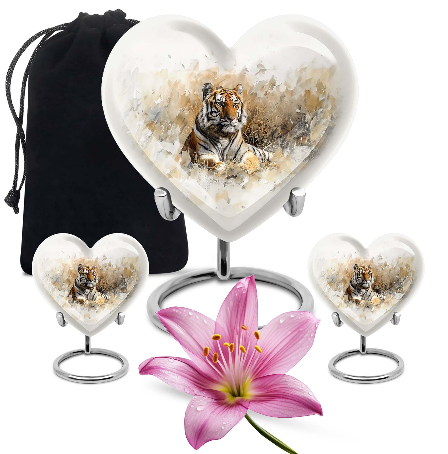 heart-shaped tiger urn