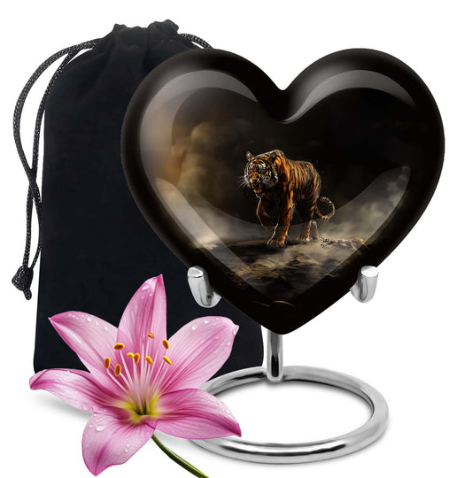 heart-shaped tiger urn