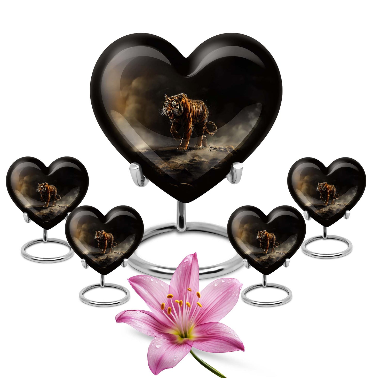 heart-shaped tiger urn