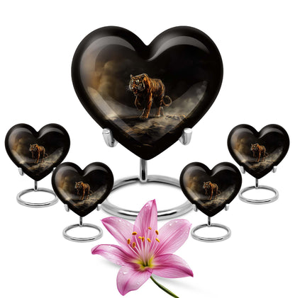 heart-shaped tiger urn