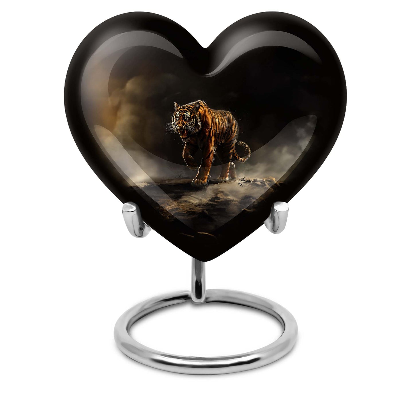 heart-shaped tiger urn