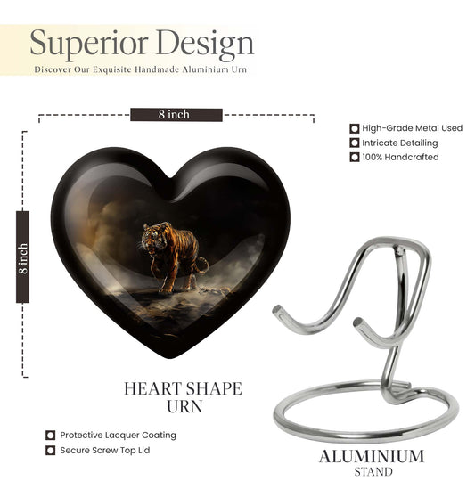 heart-shaped tiger urn