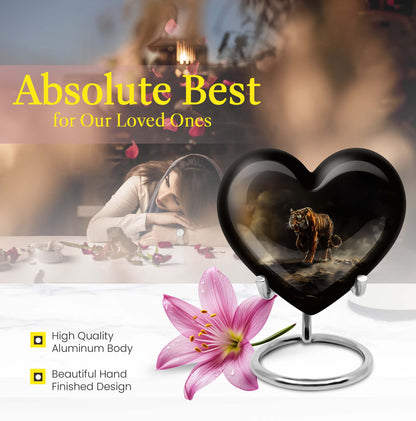 heart-shaped tiger urn