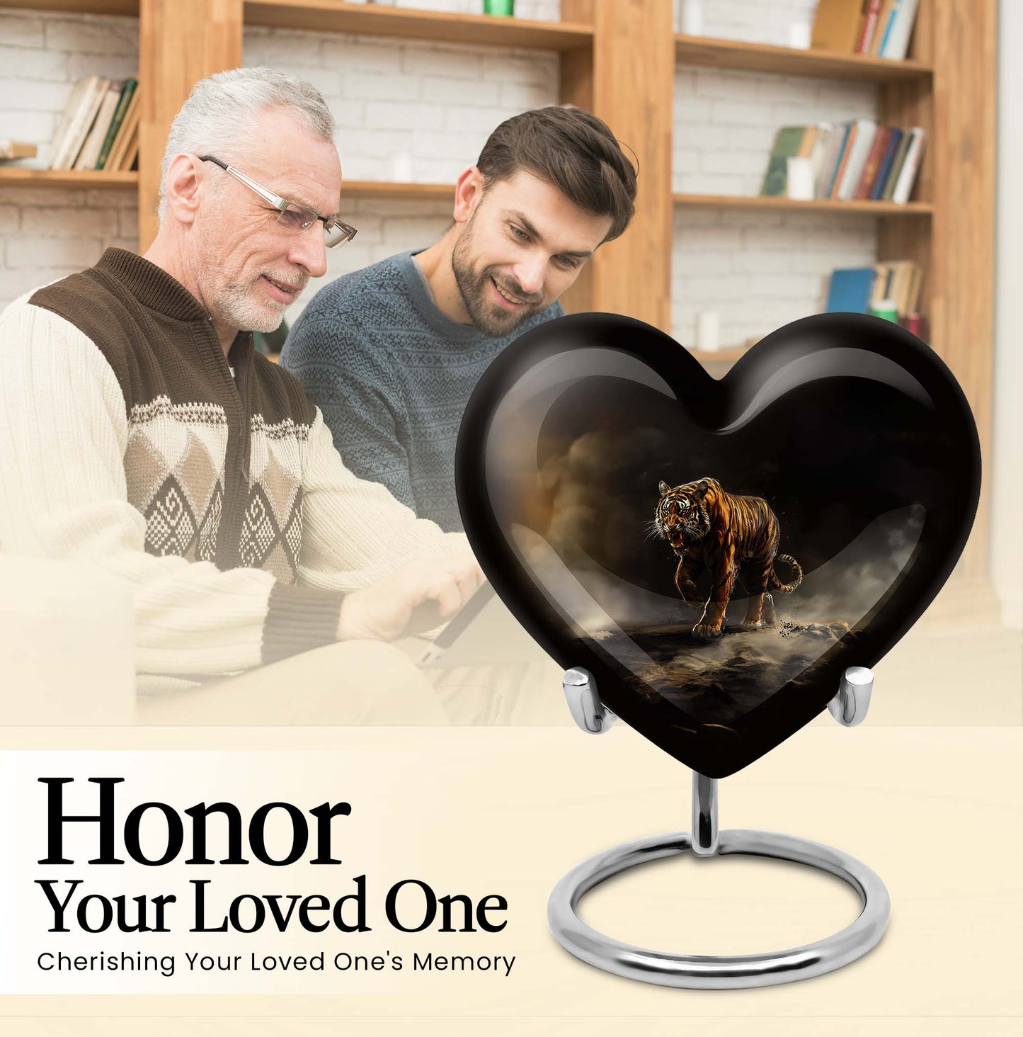 heart-shaped tiger urn