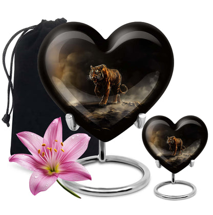 heart-shaped tiger urn